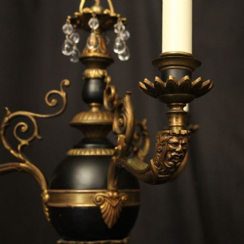 FRENCH GILDED BRONZE EMPIRE 3 LIGHT CHANDELIER - ADDITIONAL PHOTO 1