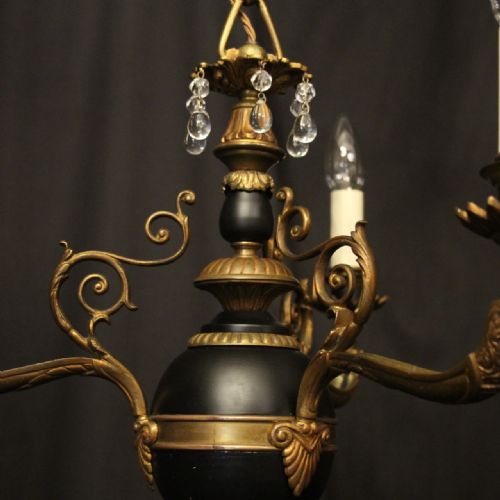 FRENCH GILDED BRONZE EMPIRE 3 LIGHT CHANDELIER - ADDITIONAL PHOTO 3