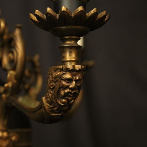 FRENCH GILDED BRONZE EMPIRE 3 LIGHT CHANDELIER - ADDITIONAL PHOTO 4