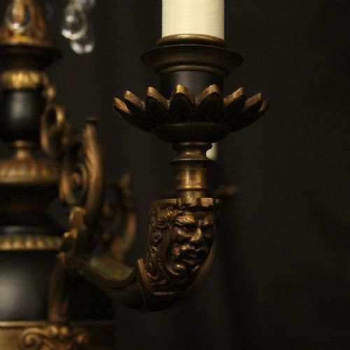 FRENCH GILDED BRONZE EMPIRE 3 LIGHT CHANDELIER - ADDITIONAL PHOTO 7