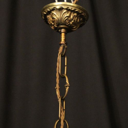 FRENCH PAIR OF GILDED 4 LIGHT ANTIQUE CHANDELIERS - ADDITIONAL PHOTO 9