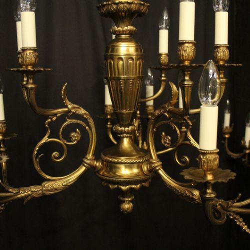 FRENCH GILDED BRONZE 15 LIGHT ANTIQUE CHANDELIER - ADDITIONAL PHOTO 2