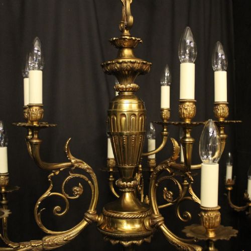 FRENCH GILDED BRONZE 15 LIGHT ANTIQUE CHANDELIER - ADDITIONAL PHOTO 3