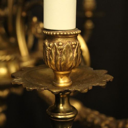 FRENCH GILDED BRONZE 15 LIGHT ANTIQUE CHANDELIER - ADDITIONAL PHOTO 4