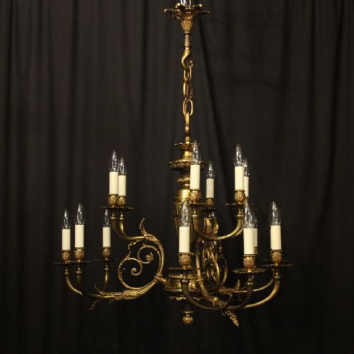 FRENCH GILDED BRONZE 15 LIGHT ANTIQUE CHANDELIER - ADDITIONAL PHOTO 8