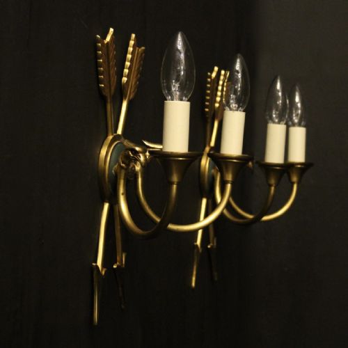 FRENCH PAIR OF EMPIRE GILDED TWIN ARM WALL LIGHTS - ADDITIONAL PHOTO 9