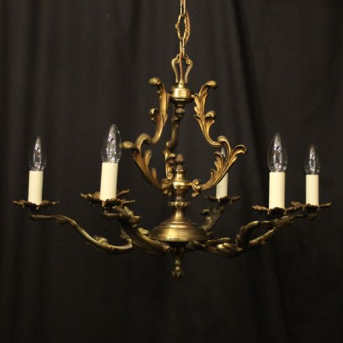 french gilded bronze 6 light antique chandelier - CATEGORY: ANTIQUE LIGHTING - DATED 1920