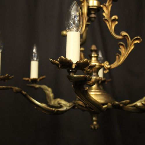 FRENCH GILDED BRONZE 6 LIGHT ANTIQUE CHANDELIER - ADDITIONAL PHOTO 2