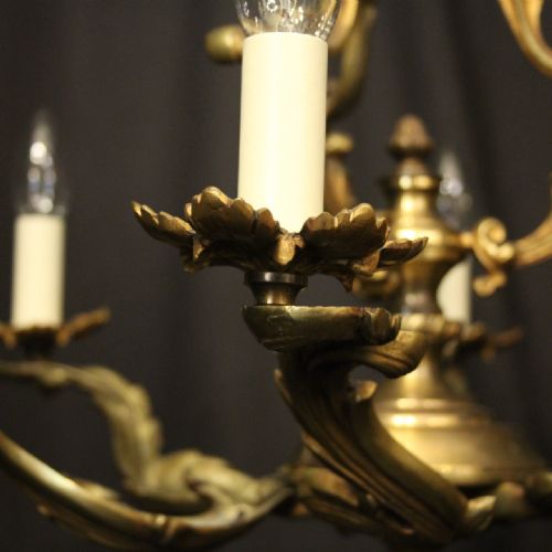 FRENCH GILDED BRONZE 6 LIGHT ANTIQUE CHANDELIER - ADDITIONAL PHOTO 3