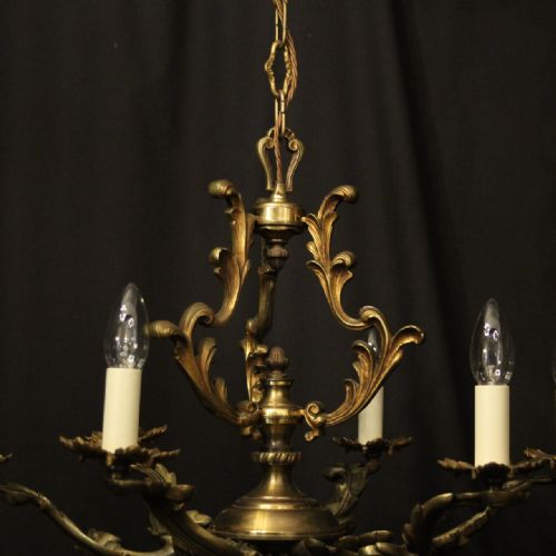 FRENCH GILDED BRONZE 6 LIGHT ANTIQUE CHANDELIER - ADDITIONAL PHOTO 8