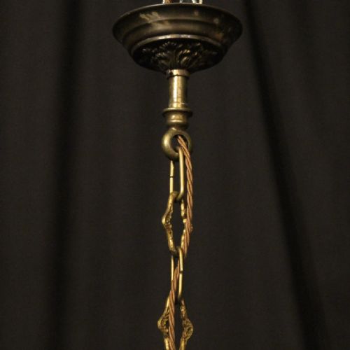 FRENCH GILDED BRONZE 6 LIGHT ANTIQUE CHANDELIER - ADDITIONAL PHOTO 9