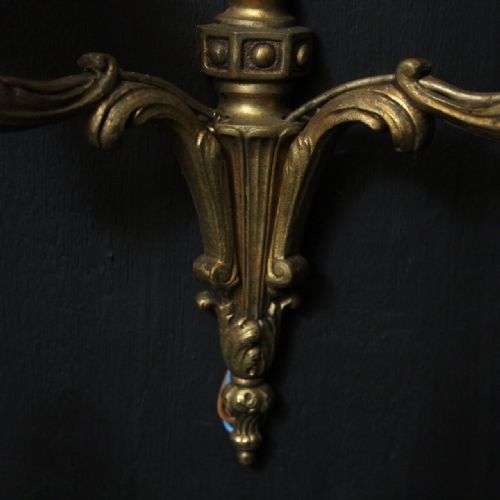 FRENCH SET OF 4 GILDED TWIN ARM ANTIQUE WALL LIGHTS - ADDITIONAL PHOTO 4