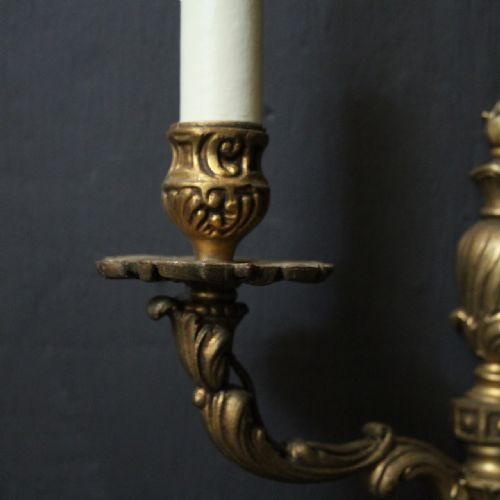 FRENCH SET OF 4 GILDED TWIN ARM ANTIQUE WALL LIGHTS - ADDITIONAL PHOTO 6