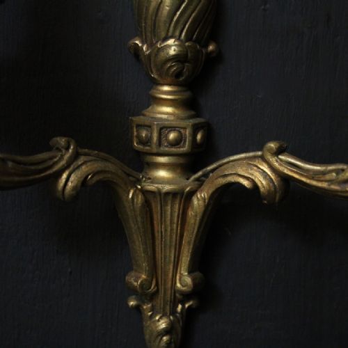 FRENCH SET OF 4 GILDED TWIN ARM ANTIQUE WALL LIGHTS - ADDITIONAL PHOTO 7
