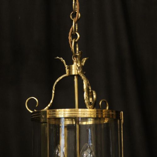 FRENCH GILDED TRIPLE LIGHT ANTIQUE LANTERN - ADDITIONAL PHOTO 2