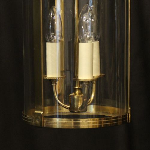FRENCH GILDED TRIPLE LIGHT ANTIQUE LANTERN - ADDITIONAL PHOTO 3