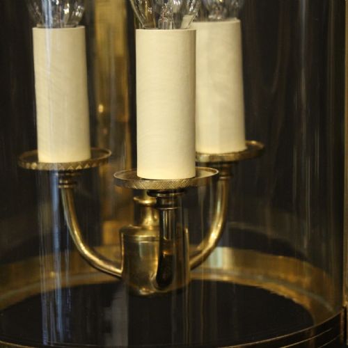 FRENCH GILDED TRIPLE LIGHT ANTIQUE LANTERN - ADDITIONAL PHOTO 4