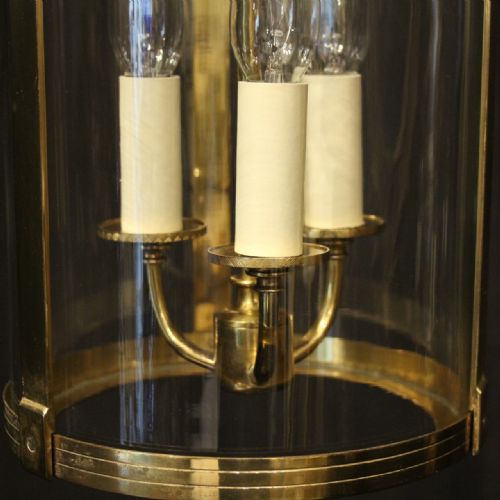 FRENCH GILDED TRIPLE LIGHT ANTIQUE LANTERN - ADDITIONAL PHOTO 6
