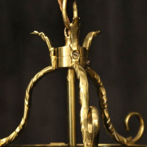FRENCH GILDED TRIPLE LIGHT ANTIQUE LANTERN - ADDITIONAL PHOTO 8