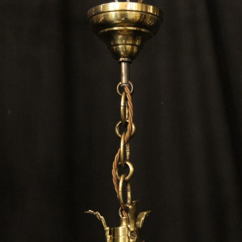 FRENCH GILDED TRIPLE LIGHT ANTIQUE LANTERN - ADDITIONAL PHOTO 9