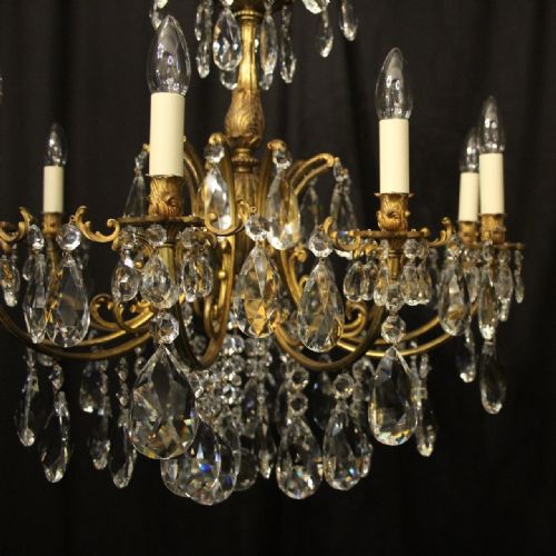 ITALIAN GILDED BRONZE CRYSTAL 10 LIGHT ANTIQUE CHANDELIER - ADDITIONAL PHOTO 1
