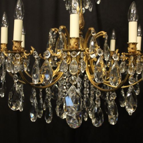ITALIAN GILDED BRONZE CRYSTAL 10 LIGHT ANTIQUE CHANDELIER - ADDITIONAL PHOTO 2