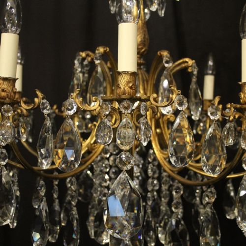 ITALIAN GILDED BRONZE CRYSTAL 10 LIGHT ANTIQUE CHANDELIER - ADDITIONAL PHOTO 4