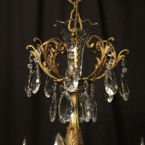 ITALIAN GILDED BRONZE CRYSTAL 10 LIGHT ANTIQUE CHANDELIER - ADDITIONAL PHOTO 8