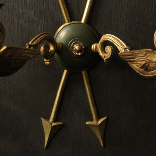 FRENCH PAIR OF EMPIRE GILDED ANTIQUE WALL LIGHTS - ADDITIONAL PHOTO 5