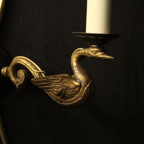 FRENCH PAIR OF EMPIRE GILDED ANTIQUE WALL LIGHTS - ADDITIONAL PHOTO 6