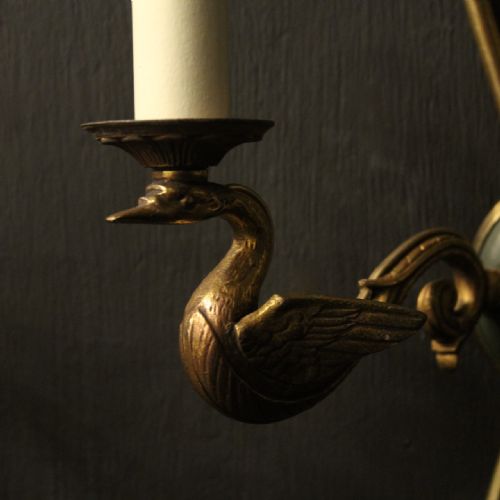 FRENCH PAIR OF EMPIRE GILDED ANTIQUE WALL LIGHTS - ADDITIONAL PHOTO 8