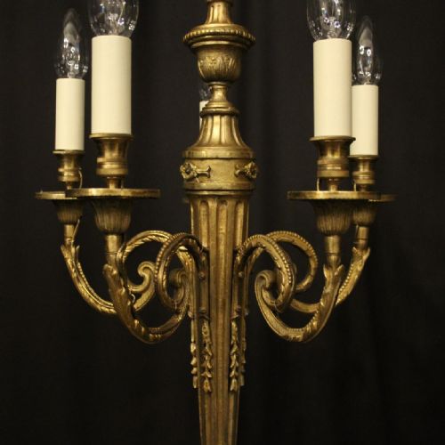 FRENCH GILDED BRONZE 5 LIGHT ANTIQUE CHANDELIER - ADDITIONAL PHOTO 1