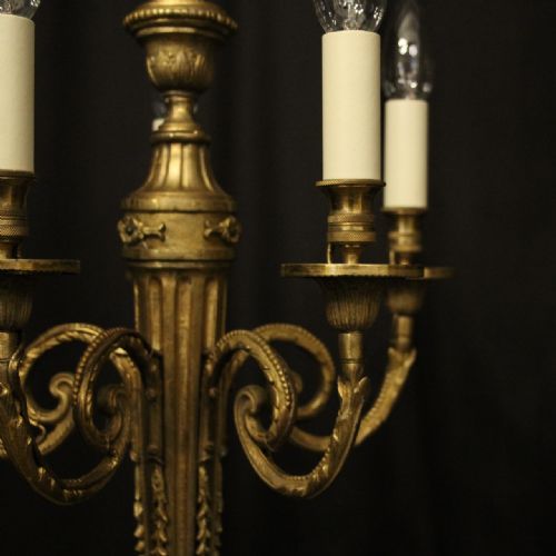 FRENCH GILDED BRONZE 5 LIGHT ANTIQUE CHANDELIER - ADDITIONAL PHOTO 5
