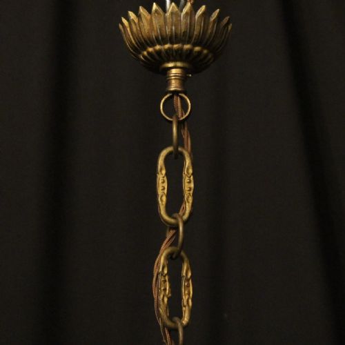 FRENCH GILDED BRONZE 5 LIGHT ANTIQUE CHANDELIER - ADDITIONAL PHOTO 9