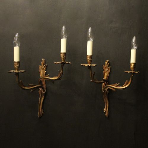 french pair of bronze antique wall sconces - CATEGORY: ANTIQUE LIGHTING - DATED 19TH CENTURY