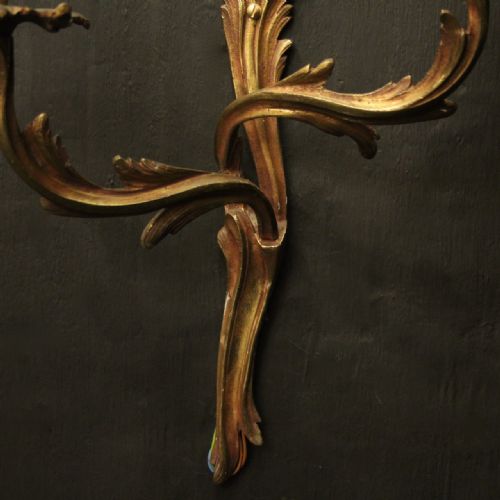 FRENCH PAIR OF BRONZE ANTIQUE WALL SCONCES - ADDITIONAL PHOTO 6