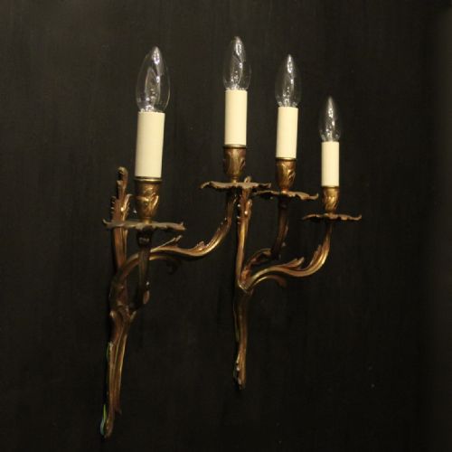 FRENCH PAIR OF BRONZE ANTIQUE WALL SCONCES - ADDITIONAL PHOTO 9