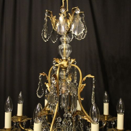 FRENCH GILDED BRONZE CRYSTAL 9 LIGHT ANTIQUE CHANDELIER - ADDITIONAL PHOTO 7