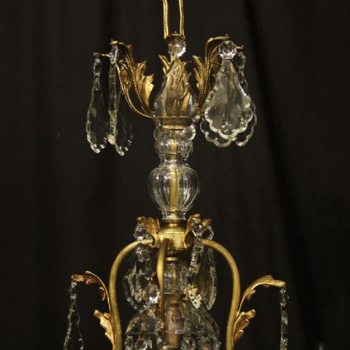FRENCH GILDED BRONZE CRYSTAL 9 LIGHT ANTIQUE CHANDELIER - ADDITIONAL PHOTO 8