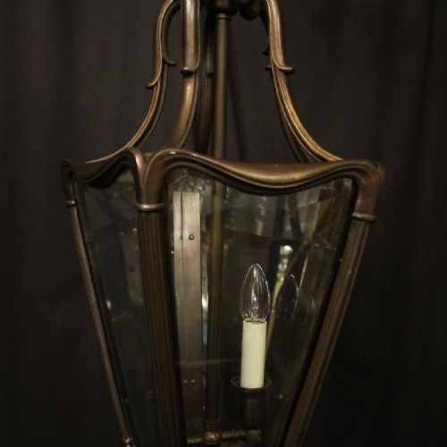 FRENCH BRONZE TWIN LIGHT ANTIQUE HALL LANTERN - ADDITIONAL PHOTO 2