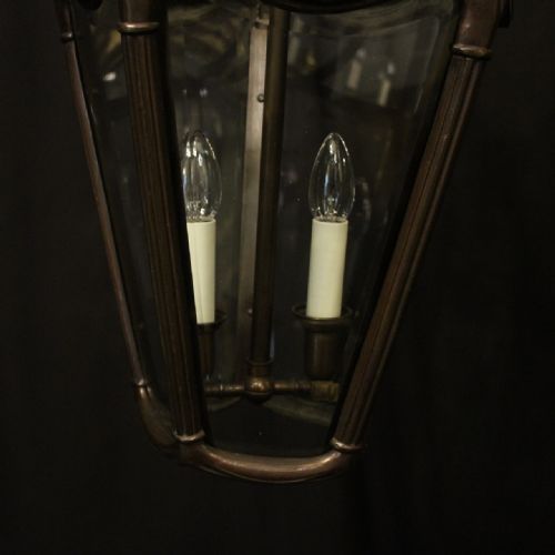 FRENCH BRONZE TWIN LIGHT ANTIQUE HALL LANTERN - ADDITIONAL PHOTO 3