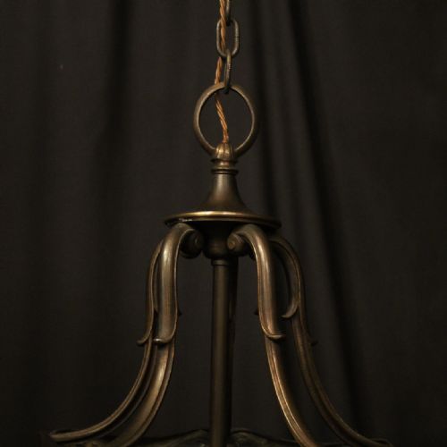 FRENCH BRONZE TWIN LIGHT ANTIQUE HALL LANTERN - ADDITIONAL PHOTO 5
