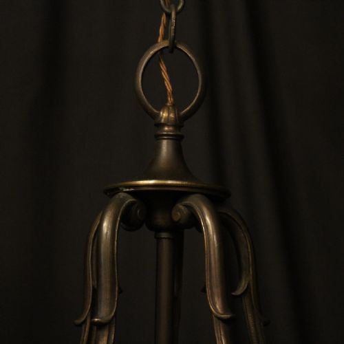 FRENCH BRONZE TWIN LIGHT ANTIQUE HALL LANTERN - ADDITIONAL PHOTO 7