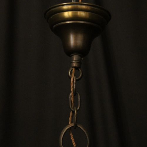 FRENCH BRONZE TWIN LIGHT ANTIQUE HALL LANTERN - ADDITIONAL PHOTO 9