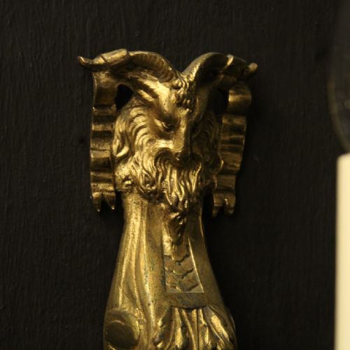 ENGISH PAIR OF GILDED BRONZE RAM HEADED ANTIQUE SCONCES - ADDITIONAL PHOTO 3