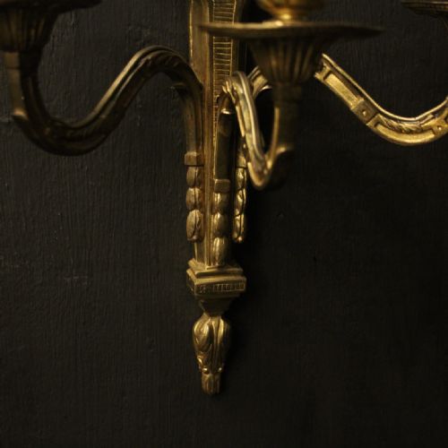 ENGISH PAIR OF GILDED BRONZE RAM HEADED ANTIQUE SCONCES - ADDITIONAL PHOTO 7