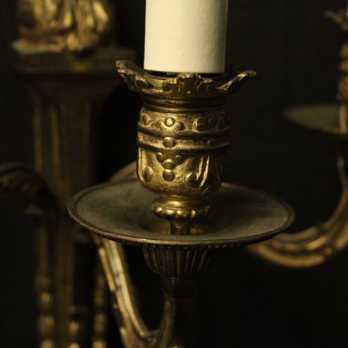 ENGISH PAIR OF GILDED BRONZE RAM HEADED ANTIQUE SCONCES - ADDITIONAL PHOTO 8