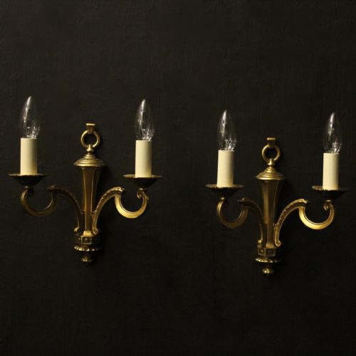 french pair of gilded twin arm wall lights - CATEGORY: ANTIQUE LIGHTING - DATED 1920