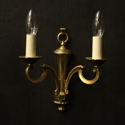 FRENCH PAIR OF GILDED TWIN ARM WALL LIGHTS - ADDITIONAL PHOTO 1