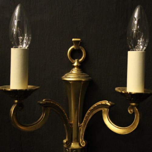 FRENCH PAIR OF GILDED TWIN ARM WALL LIGHTS - ADDITIONAL PHOTO 2